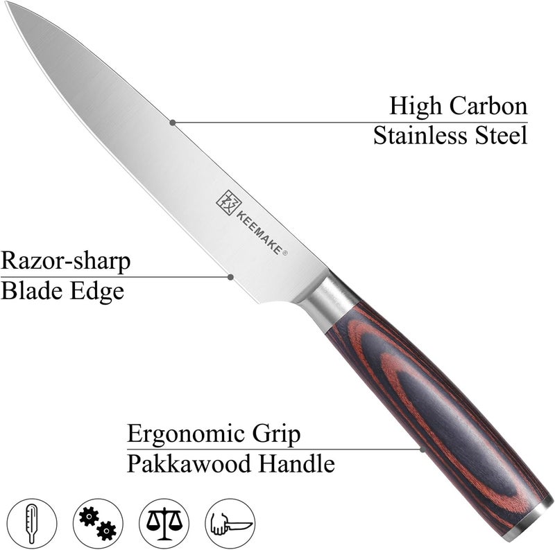 KEEMAKE Utility Knife 6 inch, Paring Knife with German High Carbon Stainless Steel 1.4116 Blade, Fruit Knife with Pakkawood Handle Small Kitchen Knives with Gift Box - Image 3